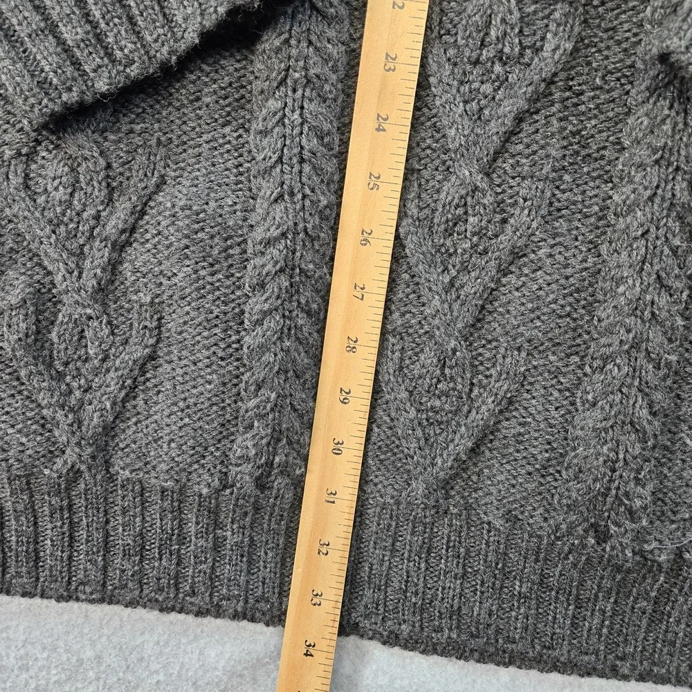 SAOI Sweater Mens M Gray Collared Cable-Knit‎ Pullover Heavyweight Wool Pockets